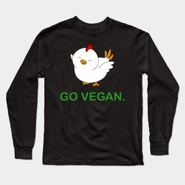 Go Vegan Cute Chick 2 Long Sleeve T-Shirt by valentinahramov